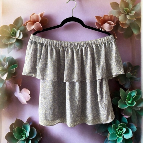 Express Light Purple & White Floral Print On-Off Shoulder Top - Picture 4 of 12